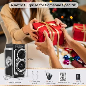 Chuzhao mini retro máy ảnh kỹ thuật số 1.54inch màn hình 1080p Video & 12MP hình ảnh nhỏ gọn cổ điển đèn <span class=keywords><strong>flash</strong></span> di động quà tặng sinh nhật - Product Image 6