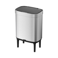 Poubelle à pression manuelle en acier inoxydable de grande capacité 50L, bac à déchets à pression manuelle pour la cuisine