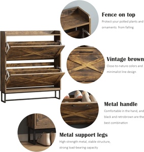 Entrée étroite <span class=keywords><strong>Armoire</strong></span> <span class=keywords><strong>à</strong></span> chaussures avec 2 tiroirs <span class=keywords><strong>à</strong></span> <span class=keywords><strong>clapet</strong></span> <span class=keywords><strong>armoire</strong></span> <span class=keywords><strong>à</strong></span> chaussures autoportante étagère de rangement avec pieds en métal - Product Image 5