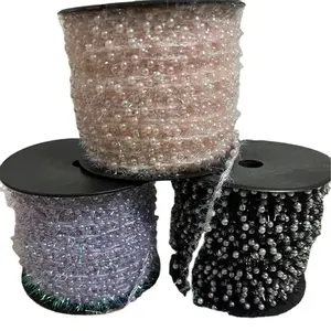 High Quality Polyester Special Fancy Metallic Feather Yarn with Pearl DIY Beaded Chain Fashion Accessory