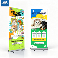 Bannière enroulable personnalisée en aluminium argenté avec cadre rétractable, portable pour la promotion d'événements et la publicité