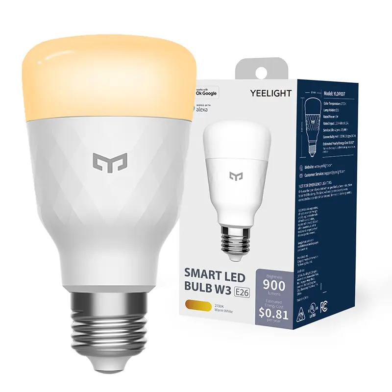 YEELIGHT Xiaomi Durable using low price Smart LED Bulb W3 Dimmable, Support Voice control and APP control, Works with Google