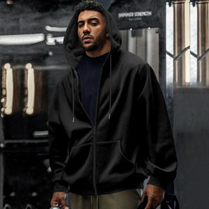 RUIQUWIN Sudadera con capucha y cremallera para hombre, color liso, talla grande, informal, holgada, transpirable, para fitness y deportes, venta al por mayor - Product Image 2