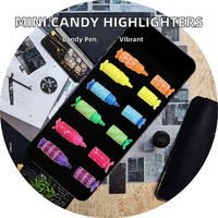 Mini stylo surligneur lumineux en forme de bonbon non toxique sûr marqueur fluorescent 6 couleurs pour ensemble de papeterie pour enfants
