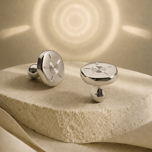 Poignées rondes en laiton chromé titane argenté, style crème, luxe léger français-américain, poignées de porte d'armoire, quincaillerie de meubles - Product Image 5