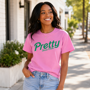 Camiseta de Algodón de Calidad con Diseño de Logotipo del Símbolo Alpha de la Hermandad Rosa Verde, para Uso Diario, para Chicas Bonitas - Product Image 1