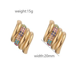 Juego de Joyería de Moda para Mujer en Acero Inoxidable Chapado en Oro Personalizado, Diseño de Aros Modernos para Fiestas, Personalizable - Product Image 2