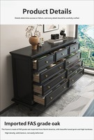 Commode en bois massif de style rétro américain, 5+ tiroirs, gain de place, pour chambre à coucher, salon, hôtel, appartement