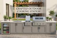 Cuisine barbecue extérieure  et station de grill pour villas Four électrique encastré sur mesure et gril en acier inoxydable