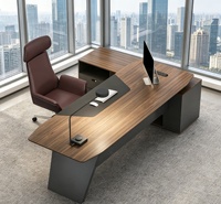 Bureau de direction moderne et simple en bois, structure solide, mobilier de bureau stable pour le bureau du directeur