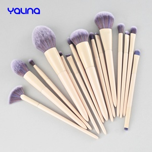 Ensemble de pinceaux de maquillage avec manche en bois <span class=keywords><strong>kaki</strong></span> de haute qualité 15 pièces Logo personnalisé Kit de fond de teint Kabuki de mélange professionnel - Product Image 6