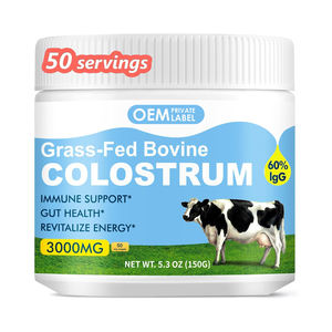 ผงคอลอสตรัมจากวัวที่เลี้ยงด้วยหญ้า OEM  อาหารเสริม 60% ไฮไอจี 3000 มก. ผงคอลอสตรัมแบบลิโปโซม สำหรับสุขภาพลำไส้ เสริมภูมิคุ้มกัน - Product Image 1