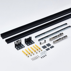 Kits de Herrajes RHETECH <span class=keywords><strong>para</strong></span> Puerta de Granero Fantasma Oculta con Guía de Piso Deslizante Invisible, Mecanismo de Cierre Suave y Aleación de Aluminio en Negro Moderno - Product Image 2