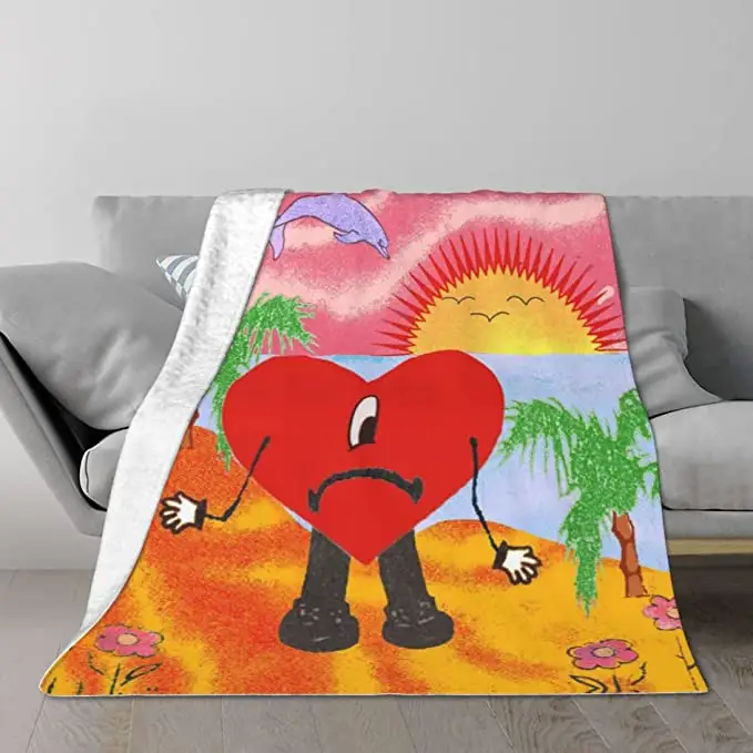 Ультрамягкое Фланелевое одностороннее одеяло bad bunny с цифровым принтом, настраиваемое дизайнерское постельное белье, базовое банное полотенце