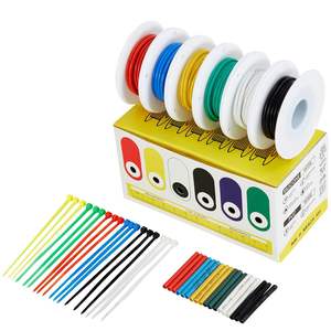 Cable automotriz eléctrico de cobre estañado, cable flexible con aislamiento de goma, 16.4 pies cada uno, 6 cables de colores diferentes - Product Image 1