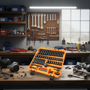 Jeu de douilles à chocs 3/8 po, 6 points, en acier au chrome-vanadium, kit d'outils de réparation automobile avec poignée à cliquet et rallonge robuste - Product Image 2