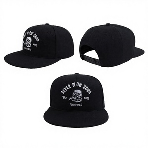 Wholesale High Quality Custom Black Embroidery Letter Logo 6 Panel Cap <b>Flat</b> Brim Snapback Sports Fishing Outdoor <b>Hat</b> - Product Image 3