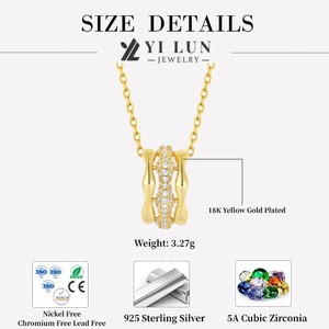 YILUN élégant collier pendentif plaqué or zircon cubique bijoux classiques cercle d'éternité collier en argent Sterling 925 pour les femmes - Product Image 5