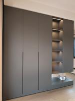 Armoire de chambre à coucher moderne et simple de couleur grise, éclairage LED, design écologique et durable, pour salon, villa, prix direct d'usine, économique