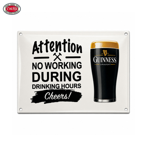 Letrero de Esmalte Vintage de Porcelana Envejecida con la Frase 'Guinness: No Trabajar Durante Horas de la Bebida', Placa Divertida de Cerveza para Decoración de Bares, Pubs y Cuartos de Hombre - Product Image 1
