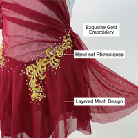 Robe de danse de salon rouge pour femmes et filles, justaucorps de patinage et de ballet, qualité professionnelle, ornée de diamants, pour compétition enfant