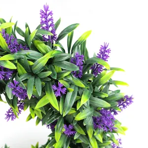 SKZ37-Mao Lavender Wreath Boxwood Anti-Uv Artificial Grass Wall Panel Plastic Leaf Backdrop Curtain Roll for Decoration