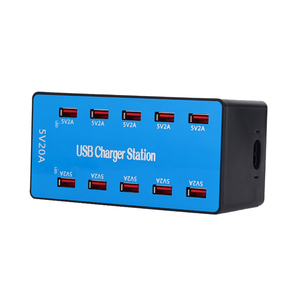 Cargador de Teléfono Inteligente USB de 10 Puertos, 100W, Color Azul y Negro, Estación de Carga USB de 5V <span class=keywords><strong>20A</strong></span> para Múltiples Dispositivos con Cables de CA - Product Image 2