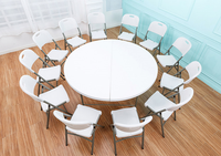 Table de banquet pliante ronde en plastique HDPE avec cadre métallique à double pliage pour la restauration, les mariages et les événements