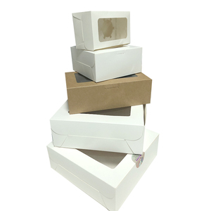 Boîte en papier kraft blanc à emporter, 50 pièces, différentes tailles, 2 4 6 12 trous, pour gâteaux et boulangerie, avec fenêtre transparente - Product Image 1