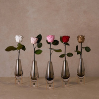Décoration de la maison fleur préservée à la glycérine rose à longue tige dans un vase-longue durée 3-5 ans saint valentin et noël