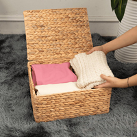 Boîte de rangement tissée de style campagnard avec couvercle anti-poussière, idéale pour les vêtements de chambre ou les jouets et articles divers du salon