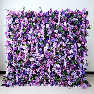 Panneau de fond floral violet lavande L05, rideau enroulable, tapis mural de fleurs artificielles en soie rose lilas pour décoration de mariage - Product Image 3