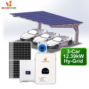 3 places de stationnement, abri solaire pour voitures, système photovoltaïque 12,39 kW avec batterie lithium 14 kWh hybride - Product Image 2