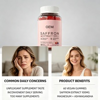 Gummies OEM Marque Privée Safran Ashwagandha Magnésium 60 Unités Saveur Baies Mixtes Améliore l'Immunité Usage Adulte Pour Marque Personnalisée