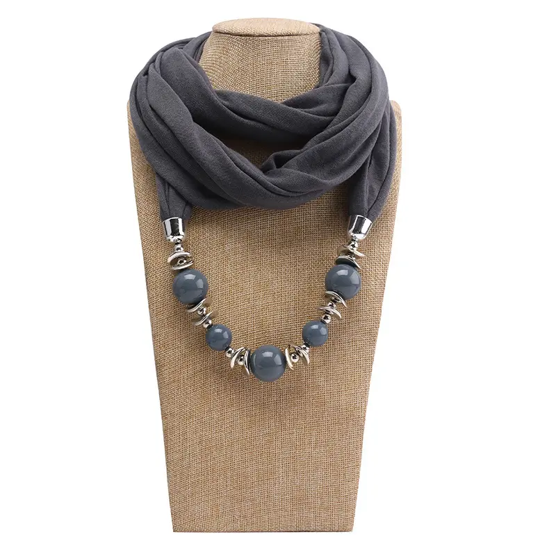 Pearl Accessory New Solid Color Pendant Scarf Acrylic Jewelry Necklace Scarf For Women Scarf