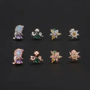 2023 Fashion Jewelry Colorful Gemstone Stud Earrings Purple Green Yellow Zircon 18k Gold Colored Gemstone Earrings