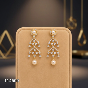 Pendientes Elegantes de Perlas Ping Bling para Mujer, Pendientes Colgantes de Cristal en Tono Dorado, Pendientes de Lujo para Novia, Boda, Estilo Elegante - Product Image 2