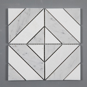 Secolo mosaico bianco grigio pietra naturale marmo onyx bianco Thassos striscia quadrato mosaico pavimentazione parete cucina bagno - Product Image 1