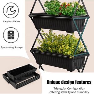 Support vertical à 4 niveaux pour plantes et fleurs avec 4 trous <span class=keywords><strong>de</strong></span> drainage <span class=keywords><strong>Lit</strong></span> <span class=keywords><strong>de</strong></span> <span class=keywords><strong>jardin</strong></span> surélevé pour la culture <span class=keywords><strong>de</strong></span> légumes, <span class=keywords><strong>de</strong></span> fleurs et d'herbes. - Product Image 5