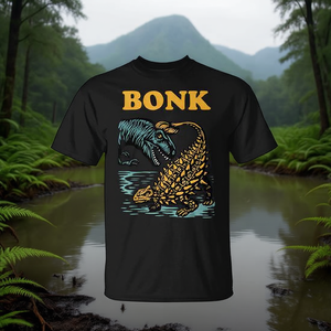 Camiseta Bonk Dinosaur Prehistoric Humor para Adultos Unisex, Negra, Cuello Redondo, Manga Corta, Impresión Serigráfica, Uso Promocional - Product Image 3