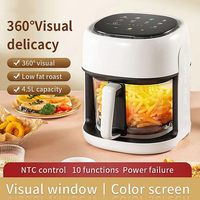 Friteuse à air avec panier en verre transparent de 4,5 L, écran tactile LCD, cuisson rapide et facile pour toute la famille