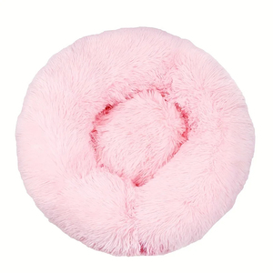 Lit pour animaux de compagnie de luxe, grand format, personnalisé, lavable, coussin moelleux et doux, motif uni, en forme de donut, accessoires pour animaux, en fausse fourrure - Product Image 5