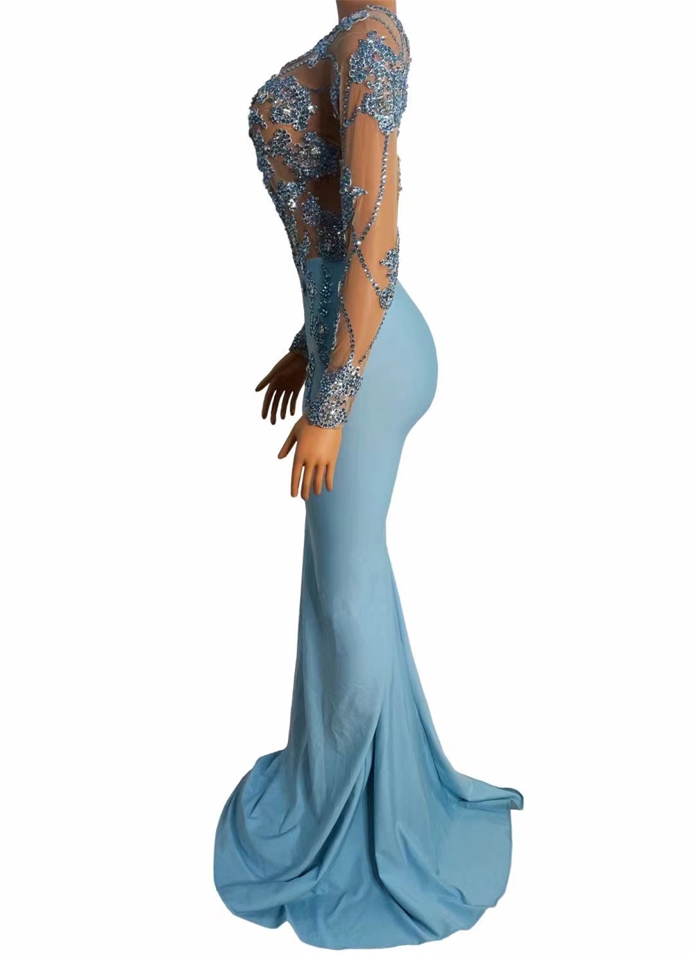 sachin and babi light blue dress Black Evening Dresses with Lace