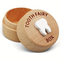 Boîte à dents de lait ronde en bois pour bébés et jeunes enfants (0-3 ans) – Cadeau de naissance/anniversaire