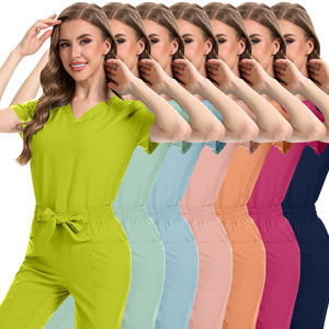 เครื่องแบบการพยาบาลชุด2ชิ้นแบบใหม่2025ชุดทรงหลวมกระชับคอวีสีบริสุทธิ์ชุดทำงานน้ำหนักเบาสำหรับฤดูร้อน - Product Image 1