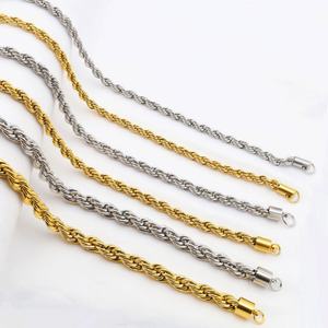 Water Resistant <b>14k</b> 18k <b>Gold</b> Plated 316l Stainless Steel Custom Necklace Twist <b>Chain</b> Necklace for Women - Product Image 3