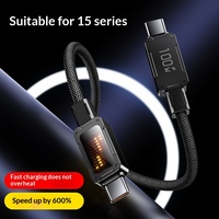 Kabel USB 100W 1m LED Flowing Light Pengisian Daya Super Cepat & Transfer Data Tipe-C ke Tipe-C