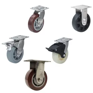 5inch 125mm 340kg Load Capacity Pu SS304 Caster Industry equipment Castor fixed Stainless Steel Caster Wheel
