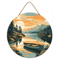 Kit de peinture par numéros en contreplaqué circulaire - Ensemble de peinture sur bois par numéros avec un design rond unique pour une décoration murale créative