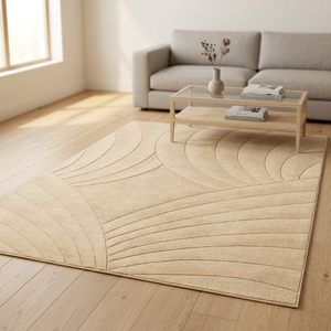 Alfombra de Lana de Nueva Zelanda Tejida a Mano de Estilo Moderno y Minimalista - Beige Lino, Alfombra de Diseño Sólido y Moderno - Product Image 3